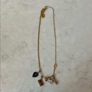 Juicy Couture Gold Charm Necklace with Heart, Crystal, Musical Charms